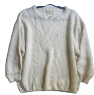 Dreamers Women Sweater 2XL Cream Knit Crewneck • Plus Size • Pre-Owned
